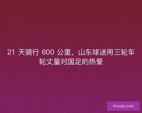 21 天骑行 600 公里，山东球迷用三轮车轮丈量对国足的热爱