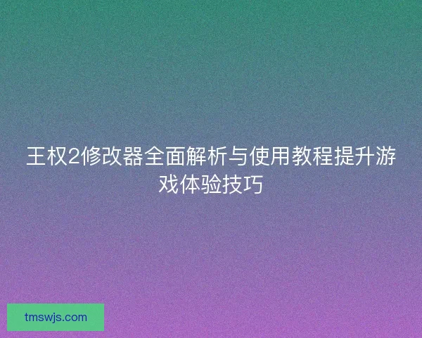 王权2修改器全面解析与使用教程提升游戏体验技巧