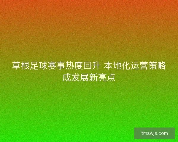 草根足球赛事热度回升 本地化运营策略成发展新亮点